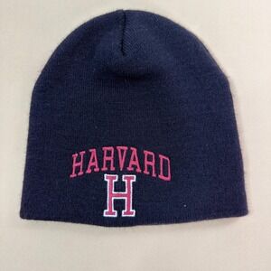 NWOT Vintage Harvard University Beanie Hat Made in USA KC Caps Black Crimson Red